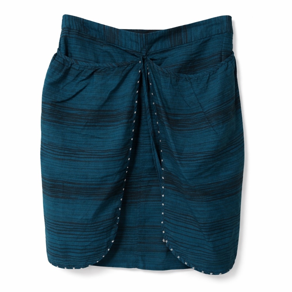 Anthropologie Odille Teal Striped Skirt Size 8 Knee Boho Chic Classic Anthro - Picture 2 of 7